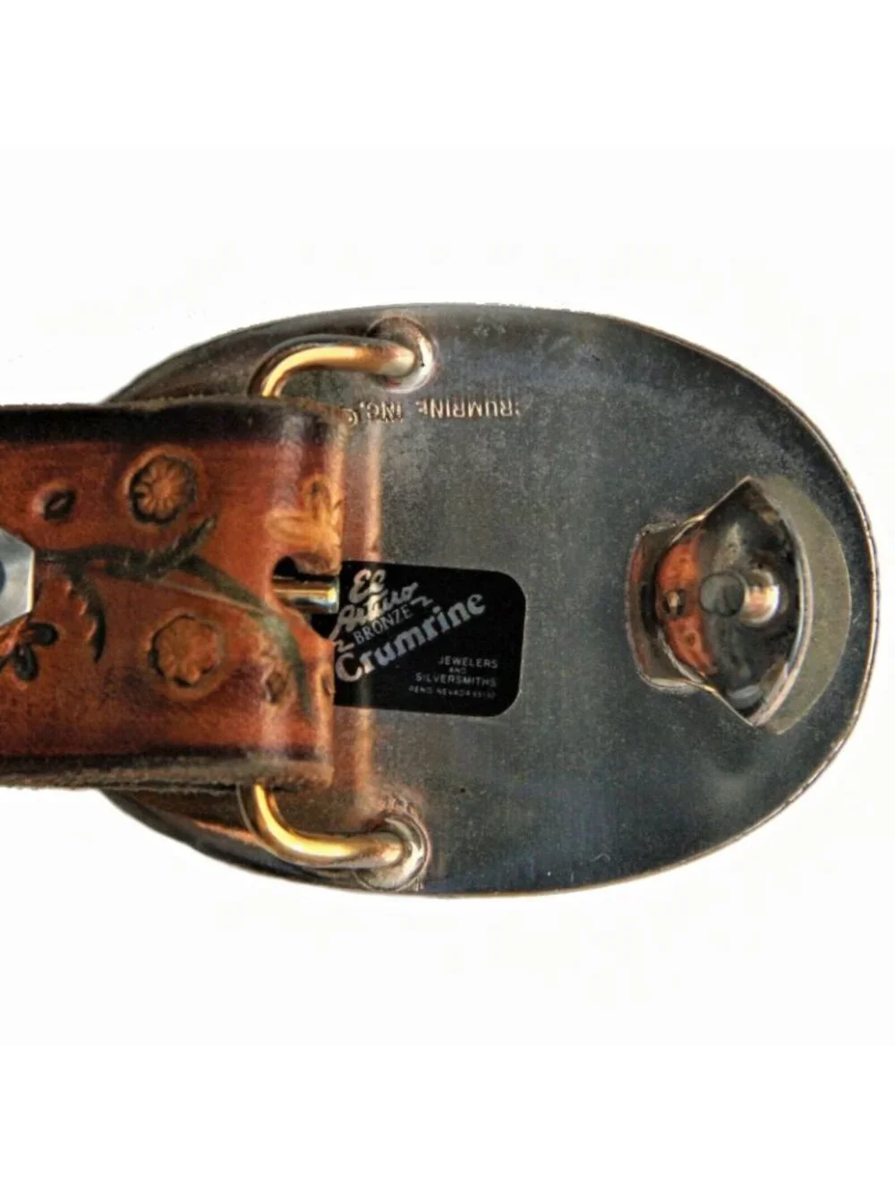 Leather Belt with Roses Butterflies Silver & Gold Buckle 